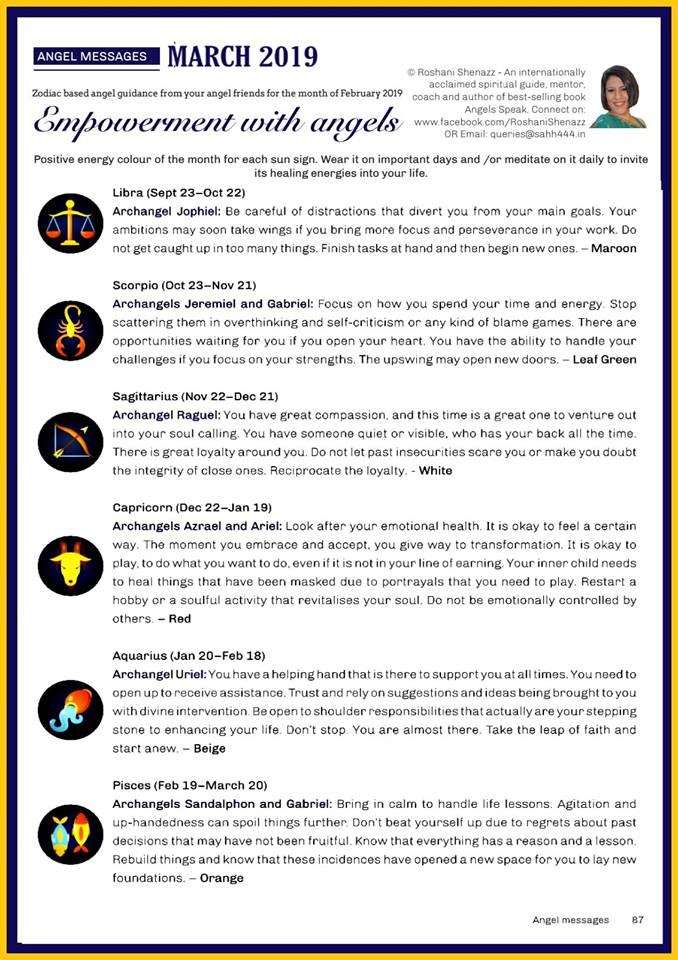 Angel Sunsign Messages - MARCH 2019-2